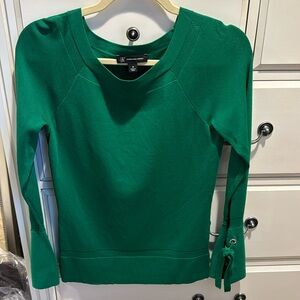 INC International Concepts Green Top with rhinestone detail on sleeves. sz M